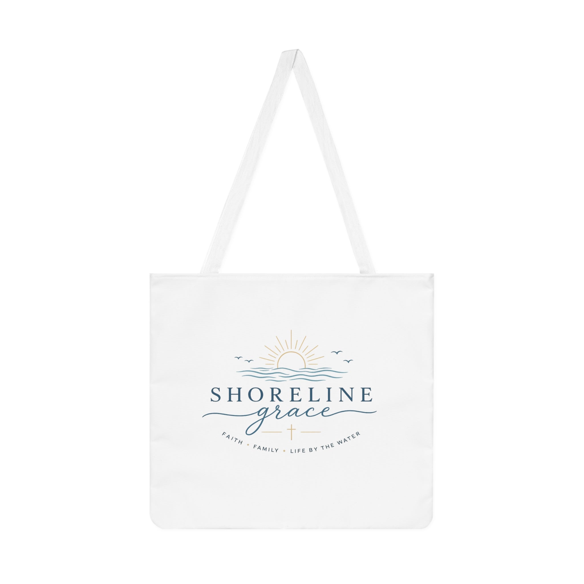 Shoreline Grace Canvas Tote — Coastal Sun & Waves Shoulder Bag