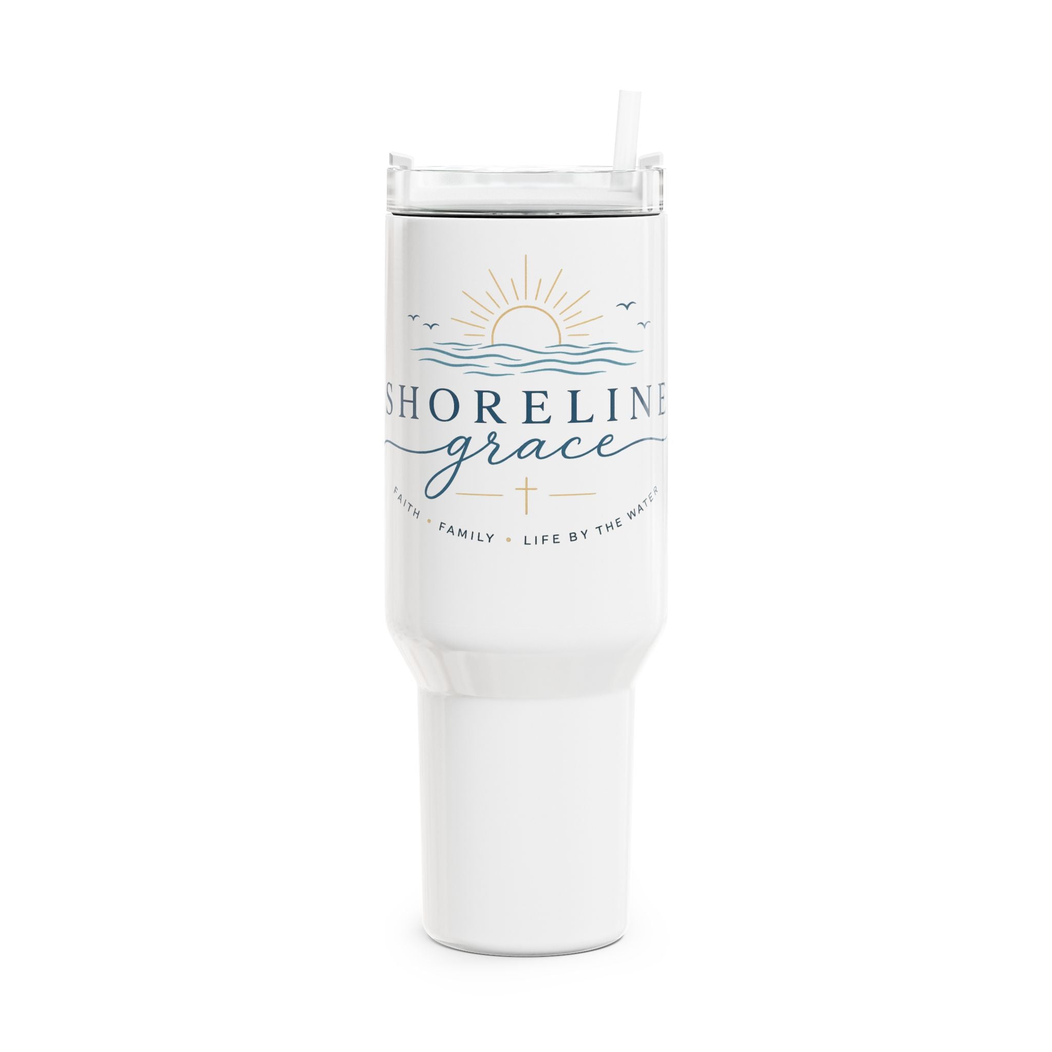 Shoreline Grace 40oz Tumbler – Coastal Stainless Insulated Travel Cup