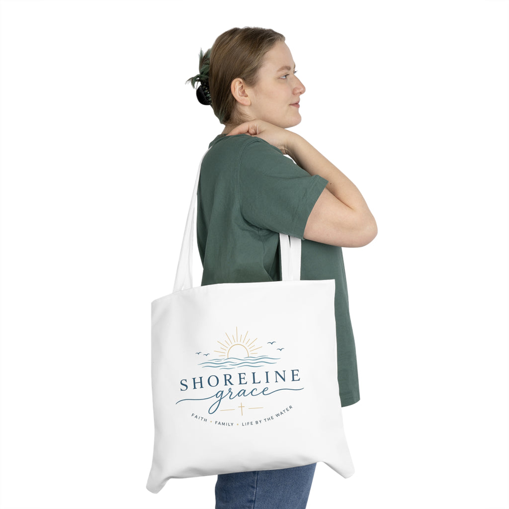 Shoreline Grace Canvas Tote — Coastal Sun & Waves Shoulder Bag