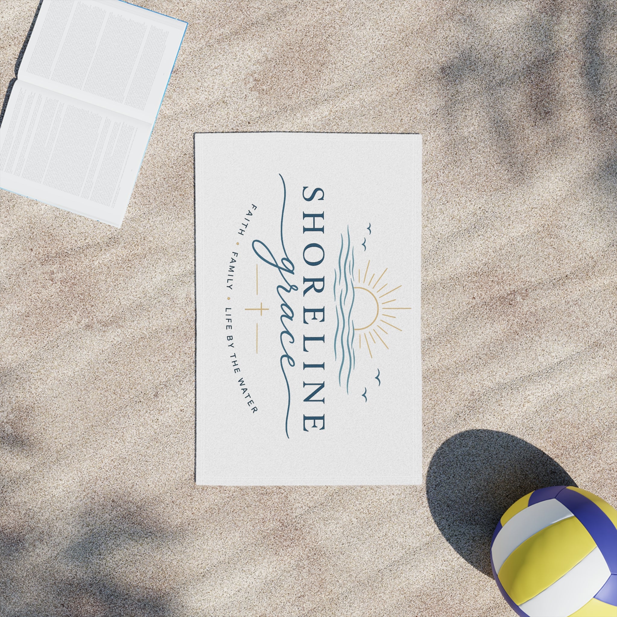 Shoreline Grace Beach Towel – Faith & Family Coastal Sun Design