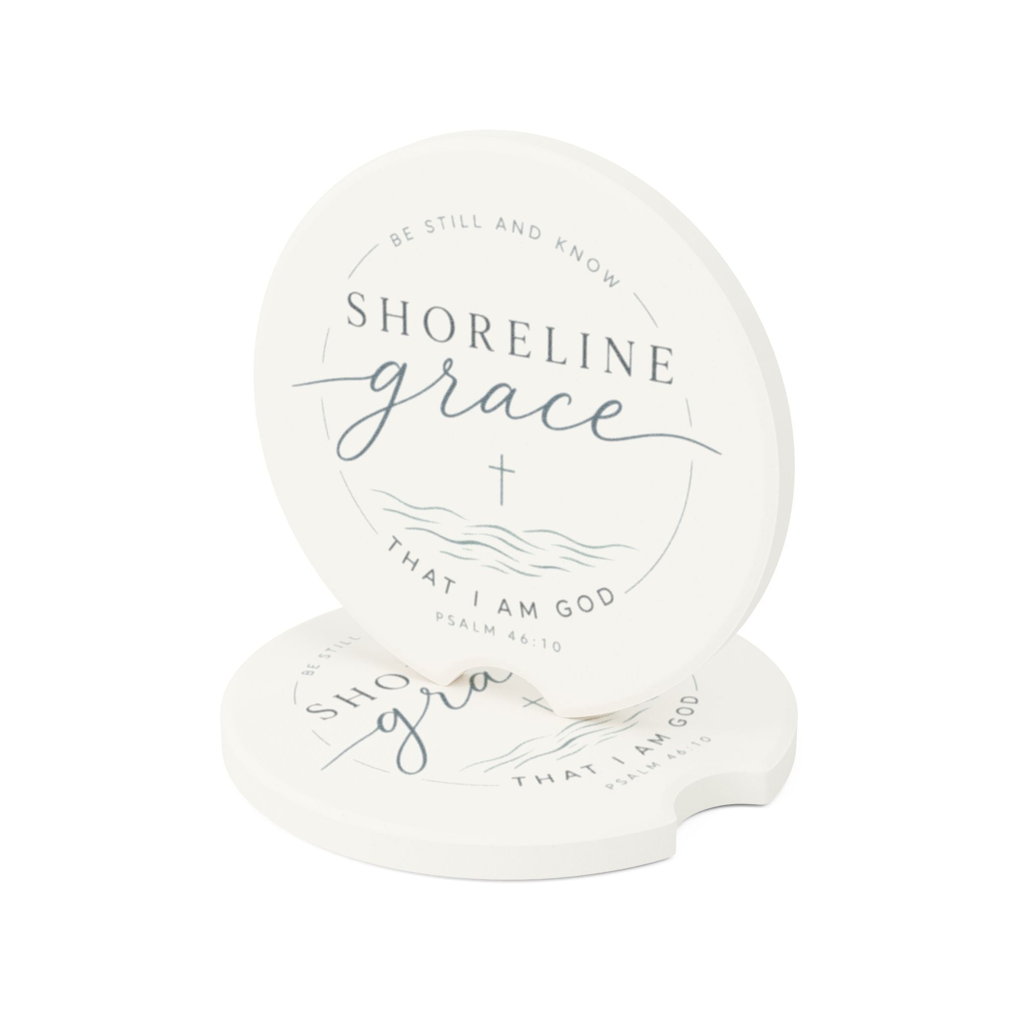 Soapstone Car Coaster — Shoreline Grace Psalm 46:10 Inspirational Coastal Car Cup Holder Insert