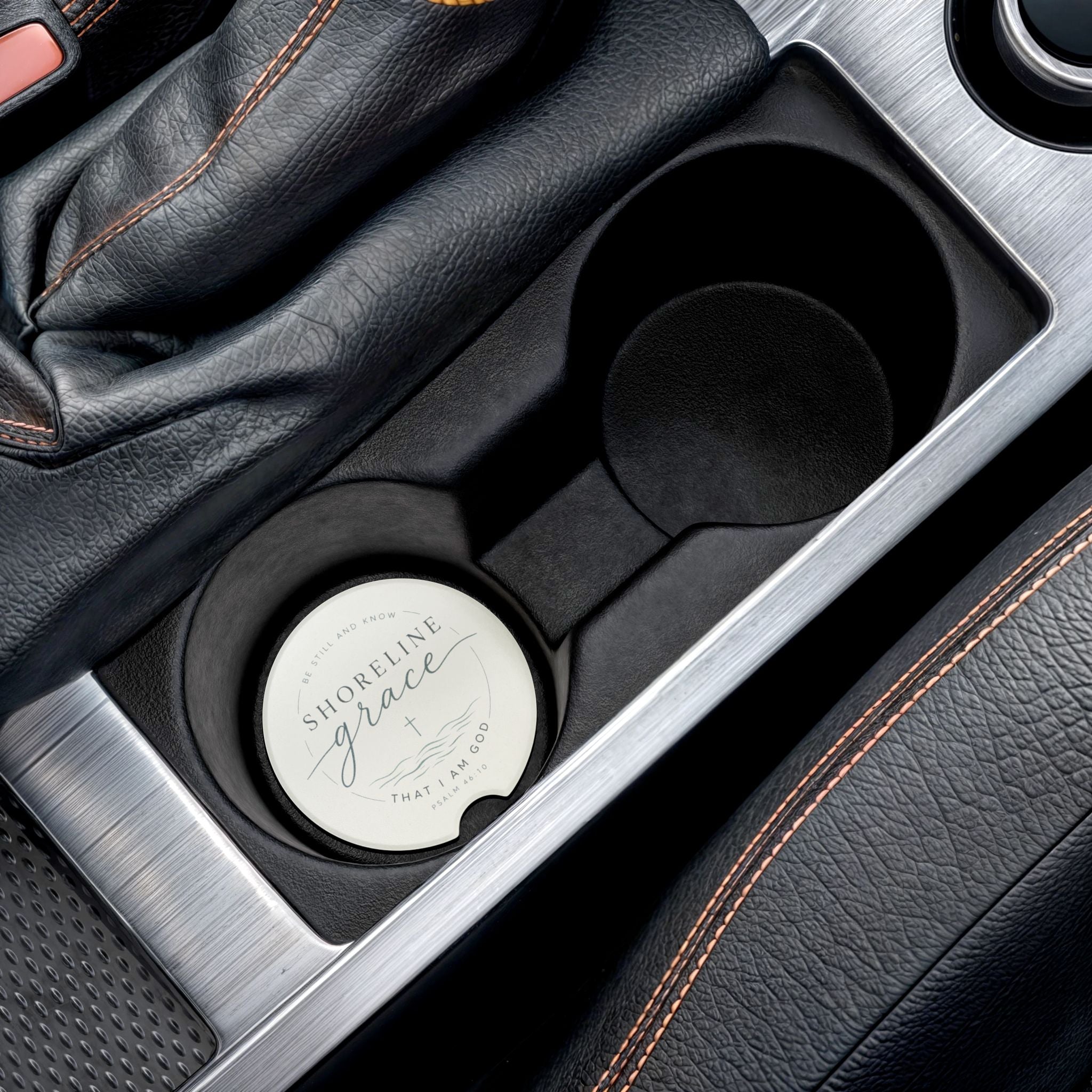 Soapstone Car Coaster — Shoreline Grace Psalm 46:10 Inspirational Coastal Car Cup Holder Insert