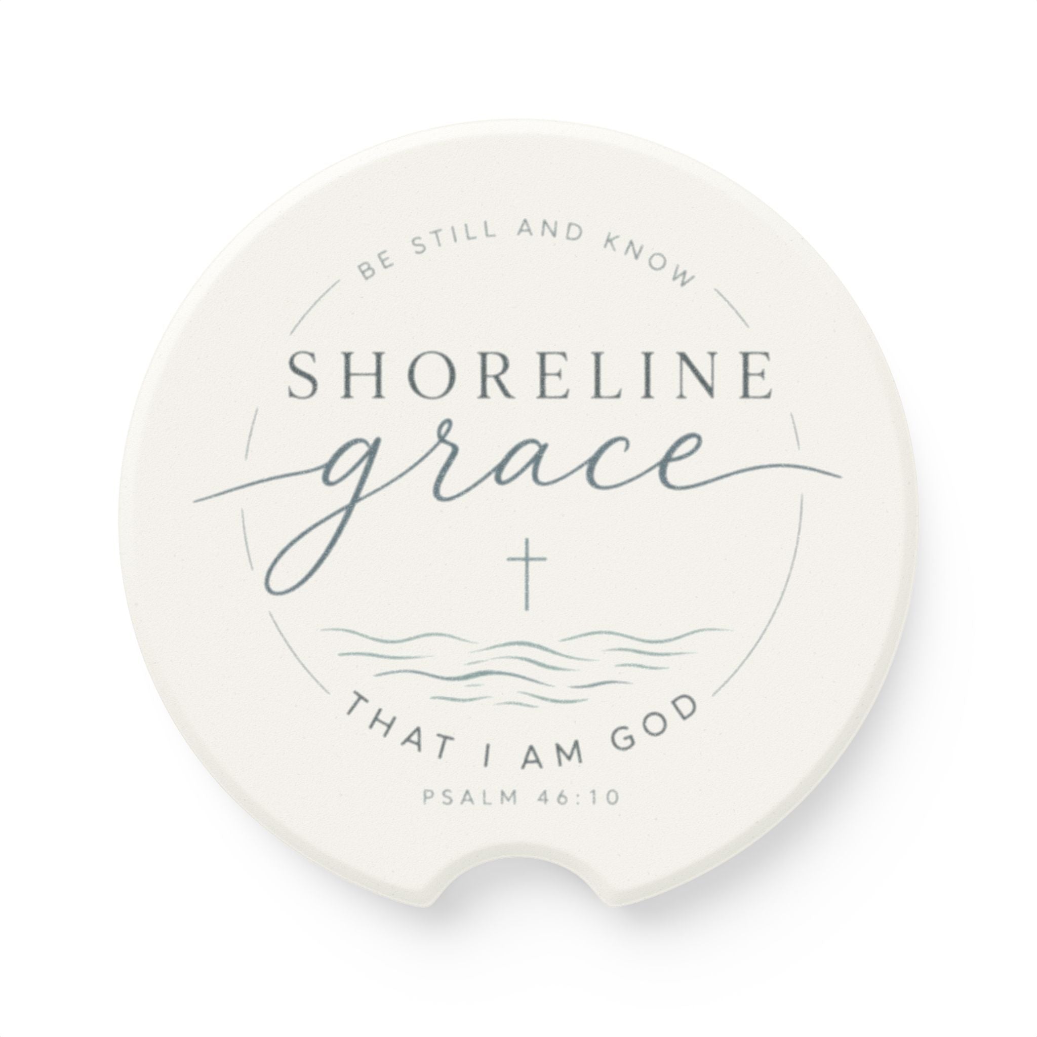 Soapstone Car Coaster — Shoreline Grace Psalm 46:10 Inspirational Coastal Car Cup Holder Insert