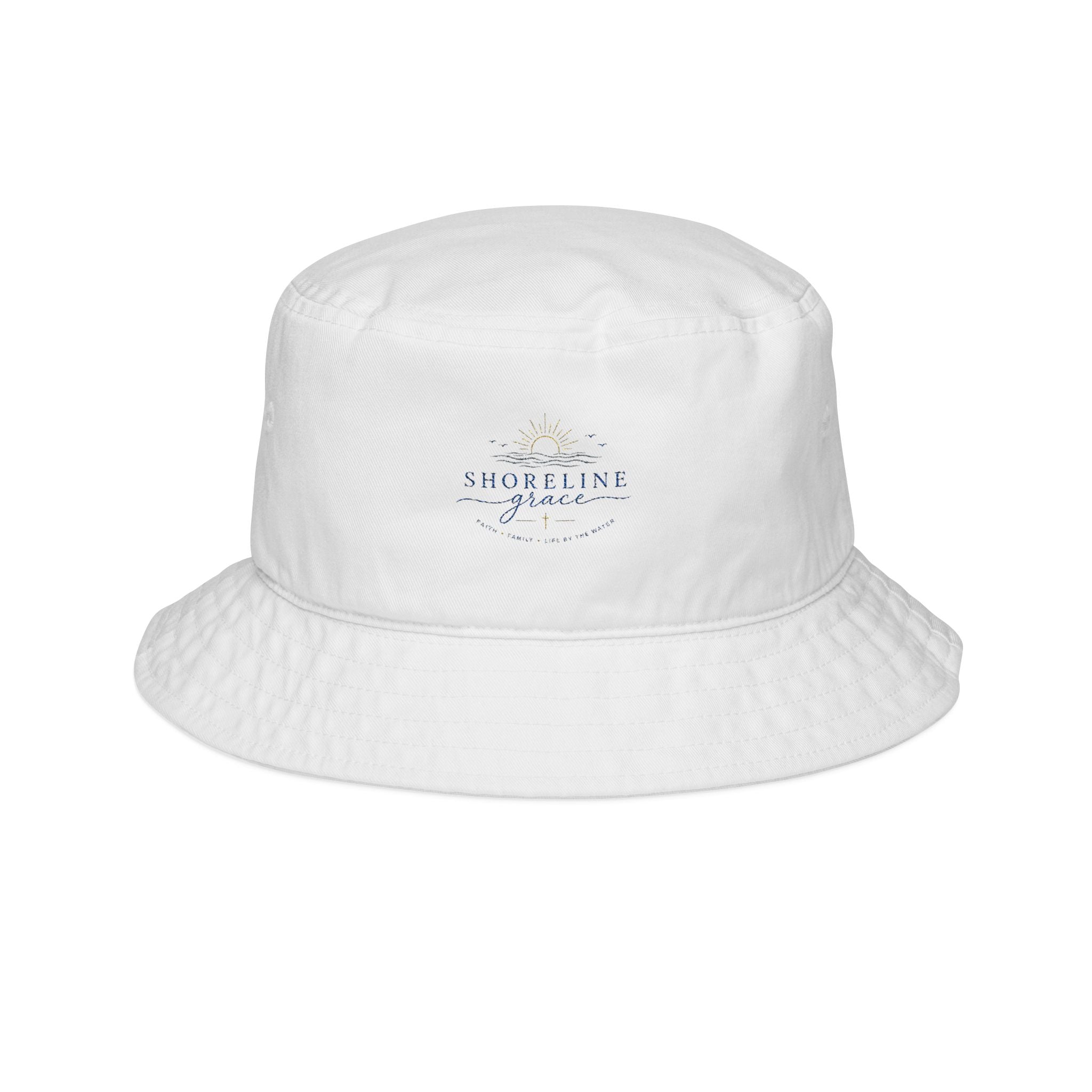 Embroidered 'Shoreline Breeze' Bucket Hat — Coastal Floral Sun Hat